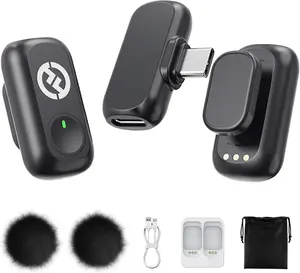 Lark A1  Microphone for  17/16/15 & Android, 48kHz/24-bit, 3-Level Intelligent Noise Cancel,  Mini Mic for YouTube, Podcast, Vlogging (Black, 2TX + USB-C RX)