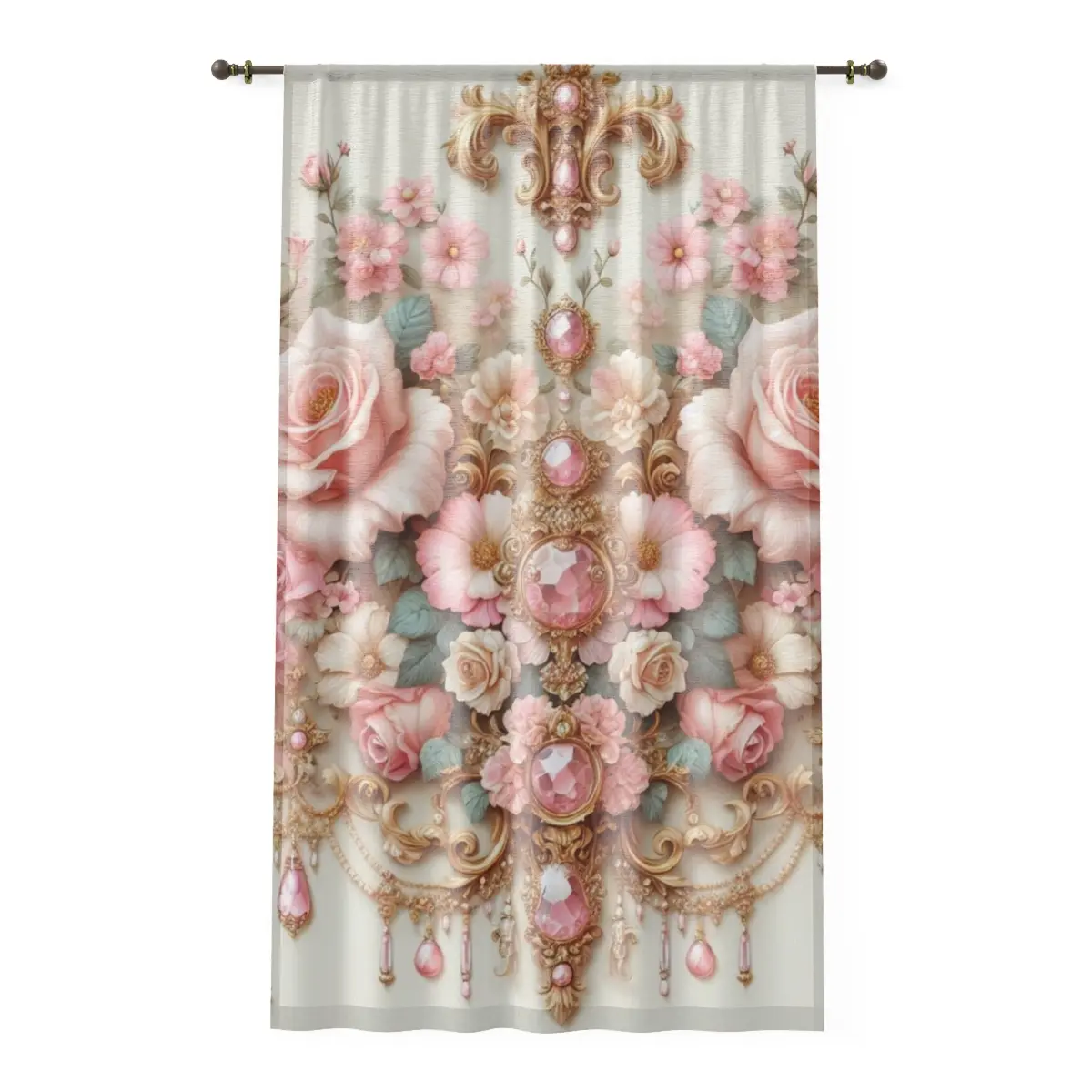 Pink & Gold Rococo Window Curtain