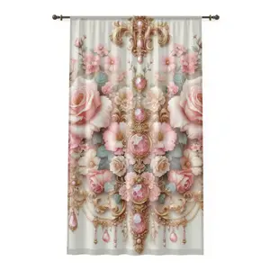 Pink & Gold Rococo Window Curtain