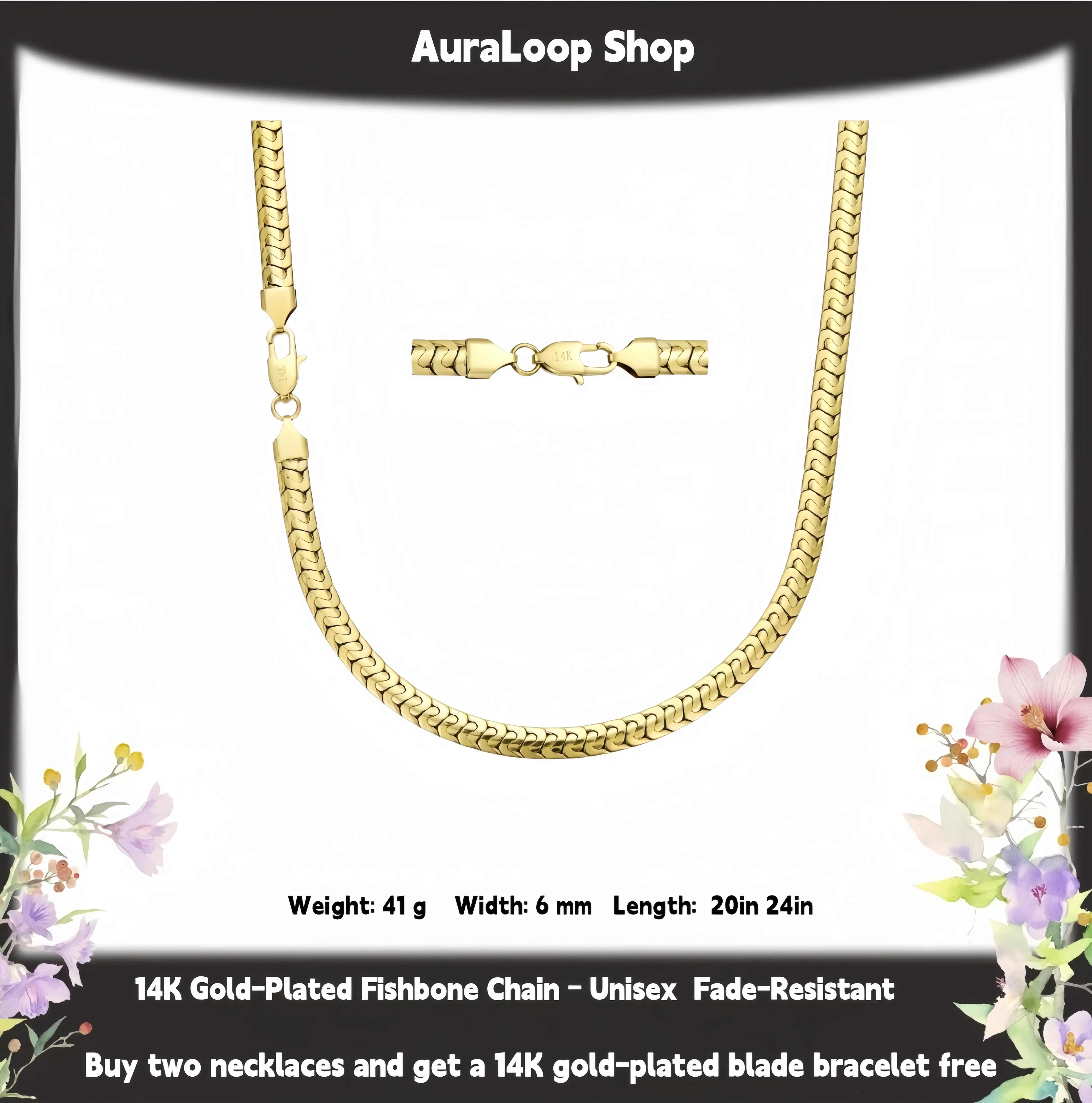 6mm Gold-Tone Dense Herringbone Chain & Link Necklace, High-Quality Long Daily Fashion Accessory, Versatile Carefully Crafted Width Costume Jewelry Essential, Exquisite Jewelry Gift, Fashionable Jewelry