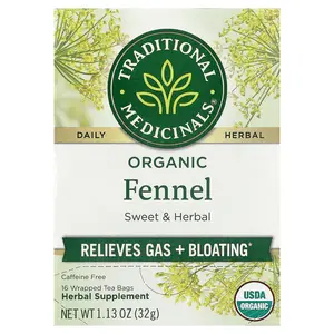 Traditional Medicinals Organic Fennel, Caffeine Free, 16 Wrapped Tea Bags, 1.13 oz (32 g)