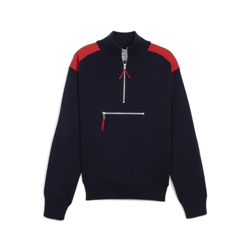 PUMA Mens X Noah Ski Half Zip Mock Neck Long Sleeve Sweater Casual Half Zip Half Zip - Blue