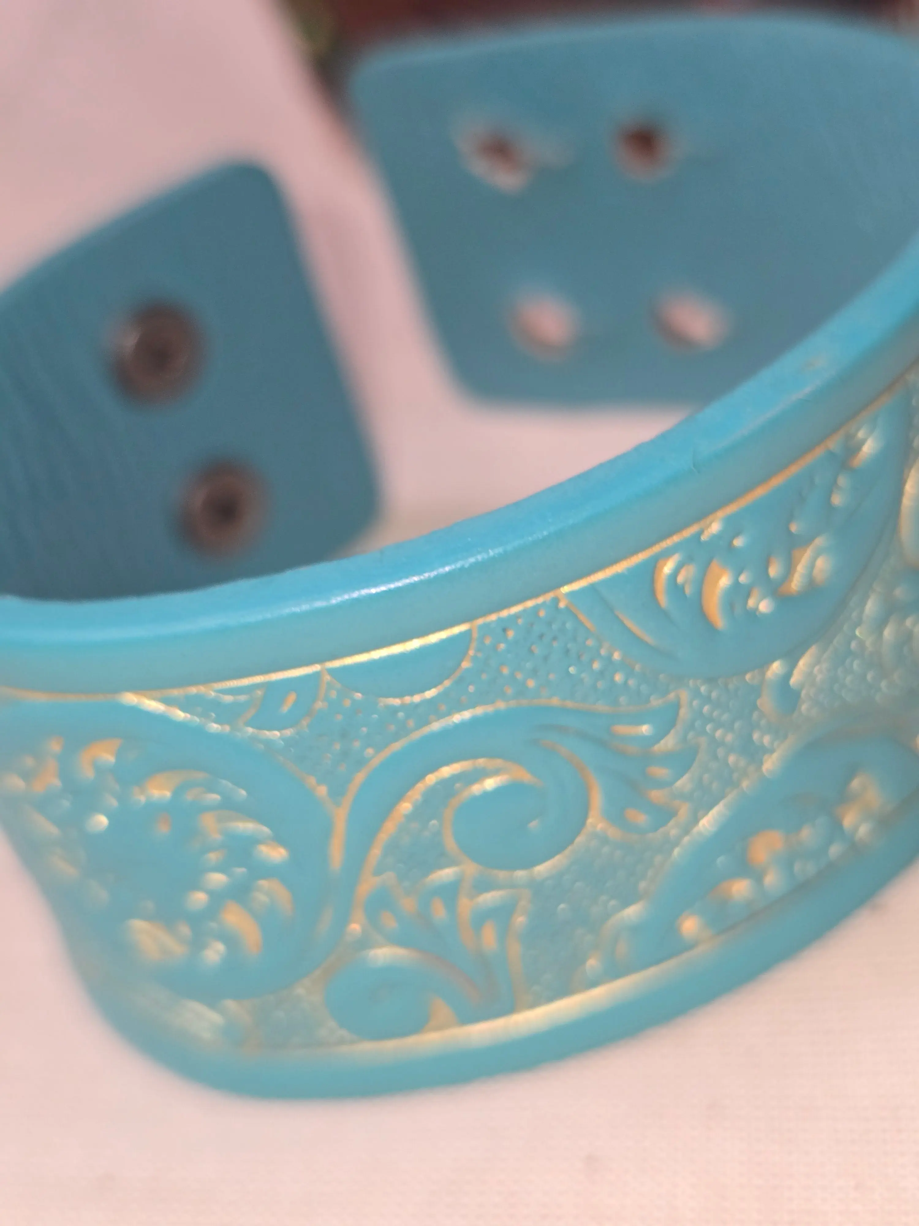 Genuine Leather Teal Cuff Bracelet