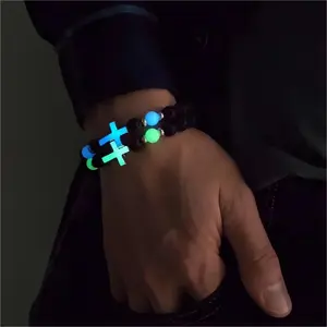 Be The Light, Carry Your Cross Midnight Stone Glow-In-The-Dark Bracelet
