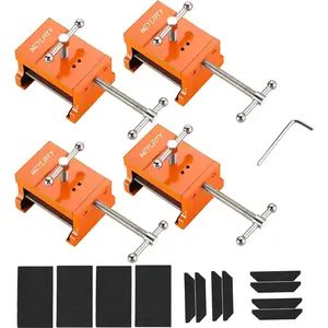 Cabinet Installation Clamps | Cabinetry Clamp for Easy and Quick Face Frame Installation, Cabinet Clamps with Two Side Screws and Drill Hole Guide Cabinet Installation Tools, Orange (4)