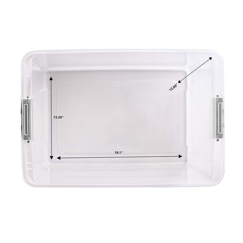 Homz 64 Qt Secure Latch Large Storage Container Bin w/ Blue Lid, Clear (6 Pack)