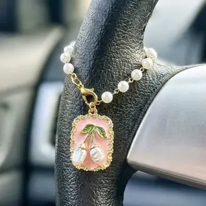 Flower Car Steering Wheel Pendant Decoration, Car Interior Decoration, Cross Hanging Accessory for Plant Lovers, Suitable for Men and Women, Car Ornament, Car Accessories