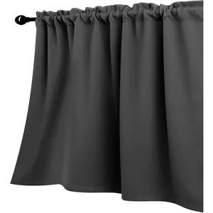 KOUFALL Basement Window Curtains,18 Inch Length Small Blackout Mini Blinds for Transom Windows Well Covers Cafe,Charcoal Dark Grey