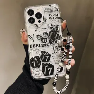 Fashion Phone Case Casing with Chain, Phone Protective Cover, Phone Accessories Compatible with iPhone 11 12 13 14 15 16 Pro Max