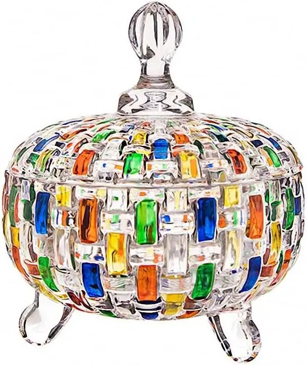 Elegant-Hand Painted Colorful Large  Glass Candy Box,Christmas Candy jars with Lid,Storage  Jar,Candy dish covered,  for Family -24 oz-Cute Candy servers.