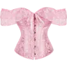 Women's High Cute Retro Lace Overbust Corset Top - Off-Shoulder Bodice, Hook&Eye Front, Adjustable Lacing, Polyester Knitting Fabric Shapewear for Party, Wedding (Do Not Wring),sohochic
