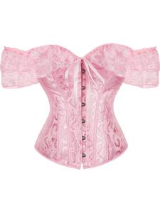 Women's Lace Sleeve Polyester Corset Top - Adjustable Criss Cross Lacing, Hook-Eye Front, Comfortable Sexy Fashion Style - Waist Trainer for Party Costumes Clothes Womenswear