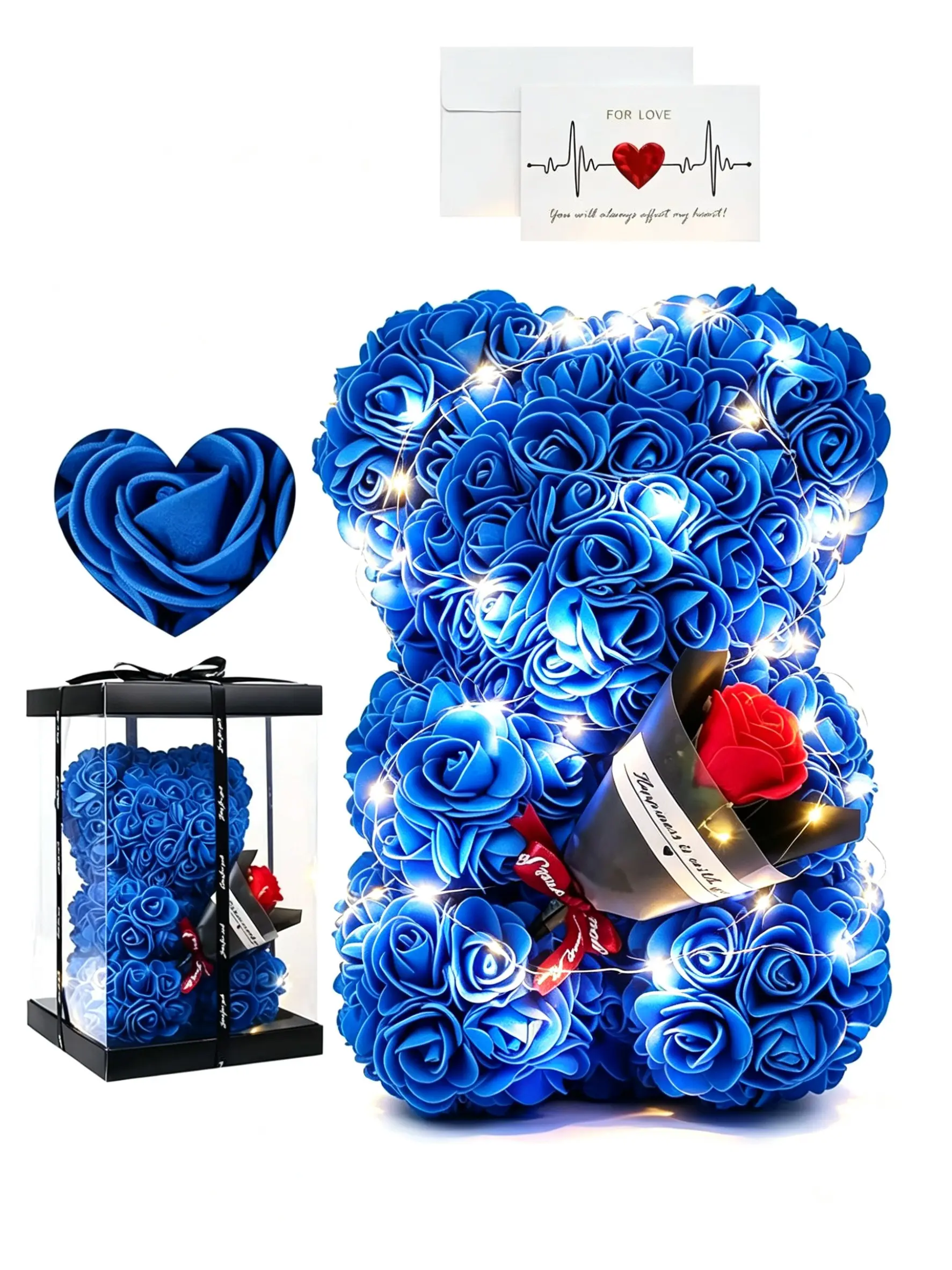 Handmade Rose Bouquet Bear Gift, Perfect for Valentine's Day, Christmas, Halloween, Anniversary, Mother's Day, Romantic Present for Her