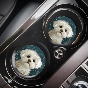 [Non-Slip Cup Holder] 2pcs Adorable Dog Print Car Cup Holders - Non-Slip Rubber Mat with Decorative Design for Vehicle Interior, Perfect for Waterproof Cup Protection, Cup Holder Accessories | Playful Dog Design | Rubber Cup Holders for Car