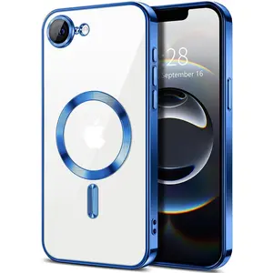 luxury Magnetic for iPhone 16E 17E Case  Full Camera Protector Metal Glossy Soft Shockproof Clear Cover