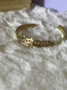 Gold Plated Personalized Name Bangle