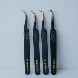 Estie Supply Silicone Handle Lash Tweezers - Precision Eyelash Tools for Salon Quality Results