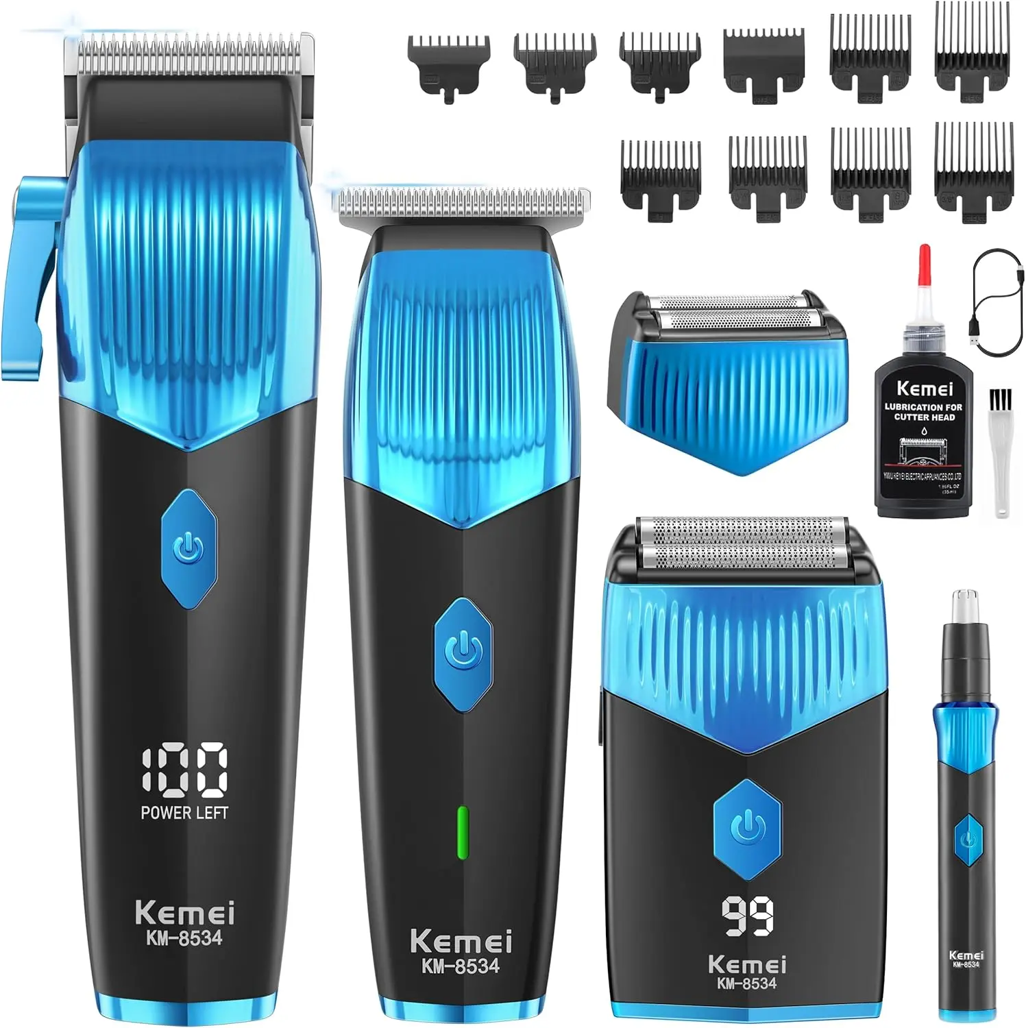 KEMEI Clippers and Trimmers Set,Professional Hair Clippers for Men,Mens Cordless Hair Clipper,Beard Trimmer Kits,9000 RPM,Barber Kit,Shavers