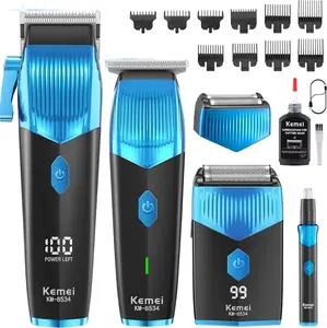 KEMEI Clippers and Trimmers Set,Professional Hair Clippers for Men,Mens Cordless Hair Clipper,Beard Trimmer Kits,9000 RPM,Barber Kit,Shavers