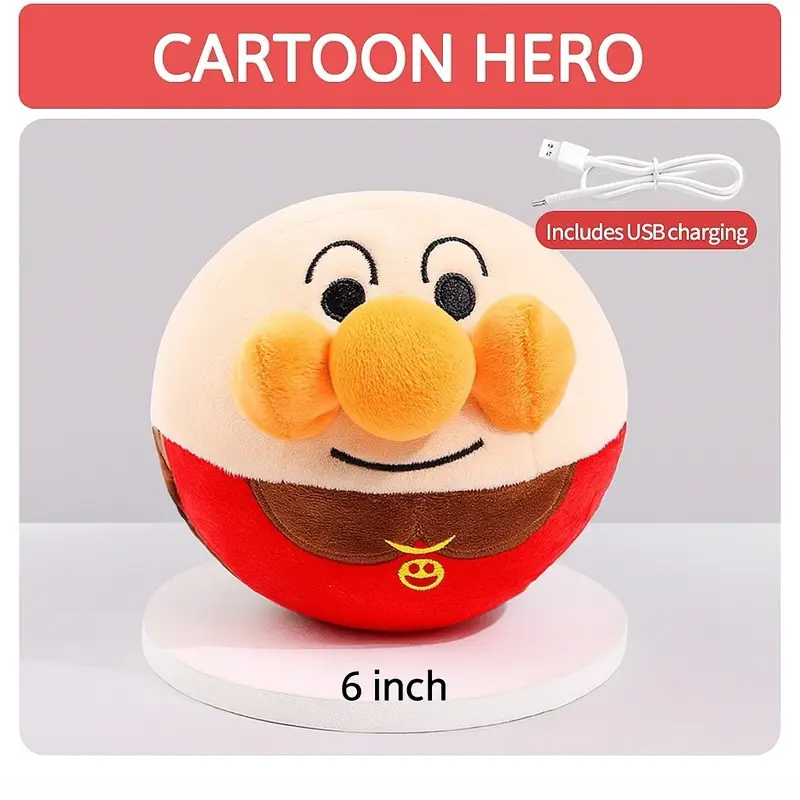 Interactive Bouncing Singing Plush Ball Toy | USB Rechargeable Dog Toy | Talking Jumping Toy for Pets & Kids | Chew Resistant Soft Toy | Anpanman Inspired Ball