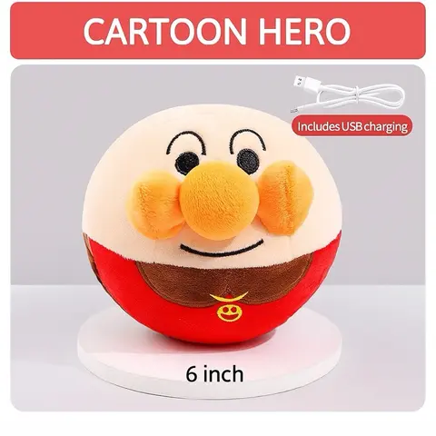 Interactive Bouncing Singing Plush Ball Toy | USB Rechargeable Dog Toy | Talking Jumping Toy for Pets & Kids | Chew Resistant Soft Toy | Anpanman Inspired Ball