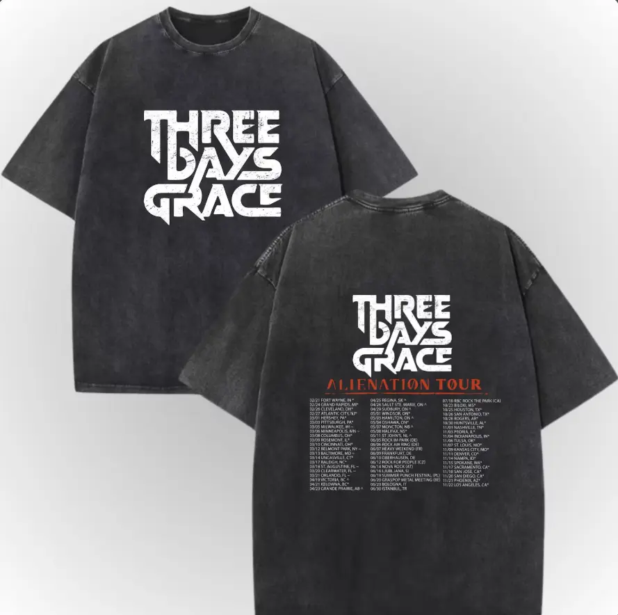Three Days Grace Logo New Men Shirt Washed Vintage T-Shirt, Casual Top Unisex