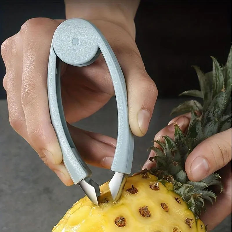 Stainless Steel Pineapple Strawberry Corer and Seed Remover with Ergonomic Handle - Heavy-Duty Kitchen Gadget for Fresh Pineapple, Strawberry, Kiwi, Apple, and Melon - Durable Metal Fruit Prep Tool with Sharp Precision Tip and Non-Slip Grip