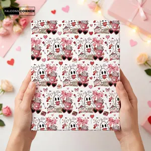 Valentine Pink Ghost Wrapping Paper, Be My Boo Gift Wrap