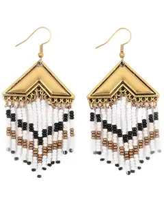 Women's Cowgirl Confetti Carrying The Stars Beaded Fringe Earrings - Ccerr112