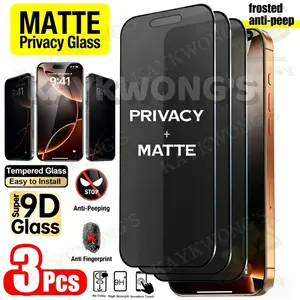 KAYKWONG'S 3-Pack Matte Privacy Tempered Glass Screen Protector for iPhone 13-17, Anti-Spy, Anti-Fingerprint, Scratch-Resistant, Dust-Free Film