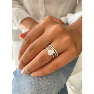 2.0 CTW Oval Cut, 3-Piece Wedding Ring Set