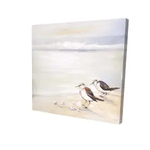 Begin Home Decor 2080-2424-AN97 24 x 24 in. Two Sandpipers Beach Canvas - Bird Bedroom Wall Art Decor