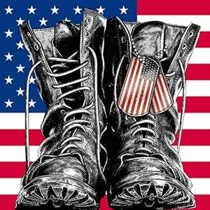 1pcs 5D DIY Diamond Painting Set, Diamond Pattern Design, Home Decoration, Military Boots, Dog Tags, National Flag Full Round Drill DIY, Mosaic, Diamond Art, Crafts, Suitable for Halloween and Christmas
