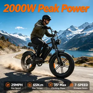 2000W Electric Bike for Adults ,lFullSuspensionTop Speed 29MPHRange 35 Miles | 48V 15AhRemovableBatterylLED Headlights 20-InchAll-Terrain Fat Tires lUL2849Certified ebike｜Original factory Off-Road