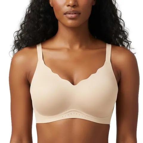 SONGFUL Women's Basic Wireless Padded Bra - Buttery Soft Gel-Fit Jelly, Seamless, No Underwire, V-Neck, 4-Way Stretch, Full Coverage, Supportive, All-Day Comfort for Everyday Wear