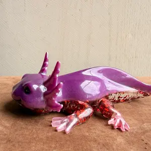 Lavender-Color Resin Axolotl Figurine, Decorative Desktop Ornament for Home Office