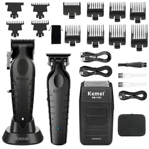 Kemei Hair Care Trimmer Set, Km-2296+km-2299 Razor + Km-1102 Electric Shaver, Professional Grooming Kit for Men & Women
