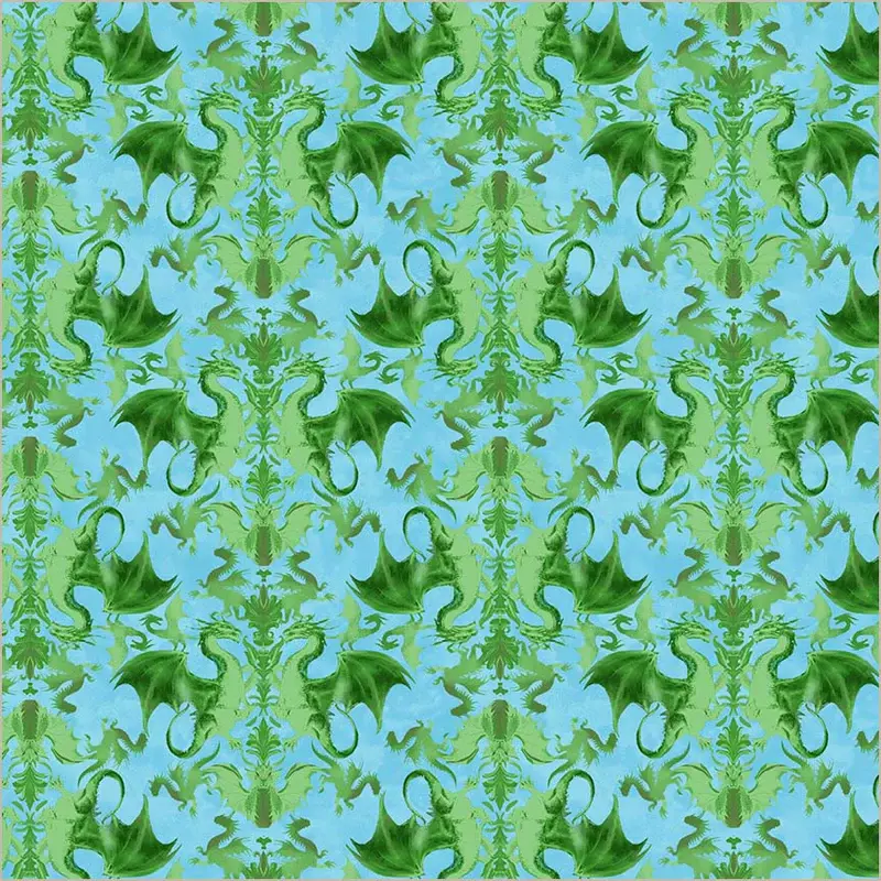 Fabric Windham Green Heraldry Dragon Kingdom by the Quarter Yard 54807D-3