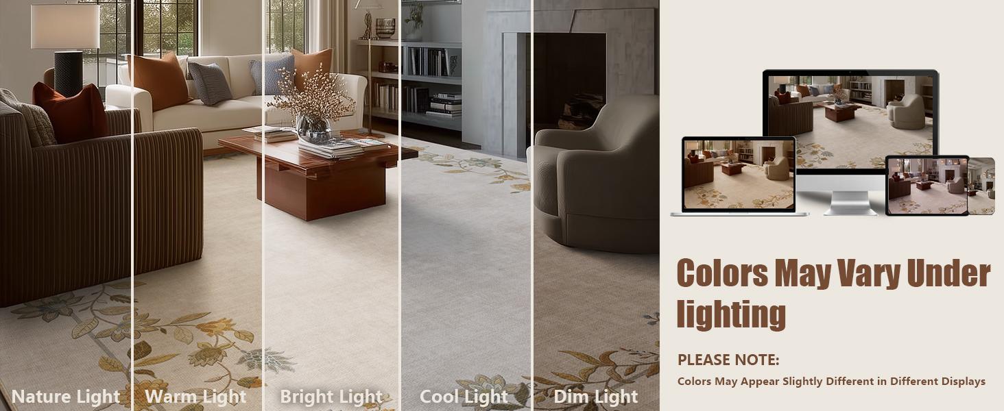 Area Rugs for Living Room: Washable Bedroom Rug Stain Resistant Non Slip Low Pile Ultra Soft Faux Wool Lightweight Large Rugs for Dining Room Kitchen Farmhouse Entryway Home Office Indoor