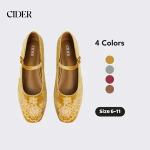 Cider ROUND TOE MBROIDERED  MARY JANE SHOES
