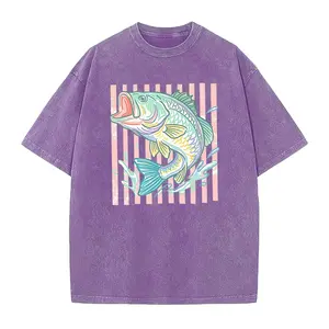 Retro Bass Fish Shirt, Pastel Fishing Graphic Tee, Preppy Coastal Lake Aesthetic T-Shirt, Summer Fishing Outfit, Large Mouth Bass Angler Gift Gift For Her, Cotton Fabric