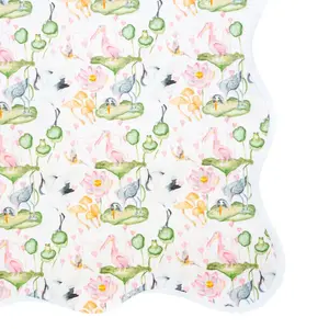 Scalloped Square Game Table Topper in Waterlily
