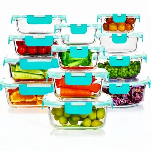 12-Pack Glass Food Storage Containers with Airtight Lids, 12 Bowls + 12 Lids Mint Green Meal Prep Set, Stackable Leakproof Lunch Boxes, Freezer Microwave Oven Dishwasher Safe, Kitchen Gift