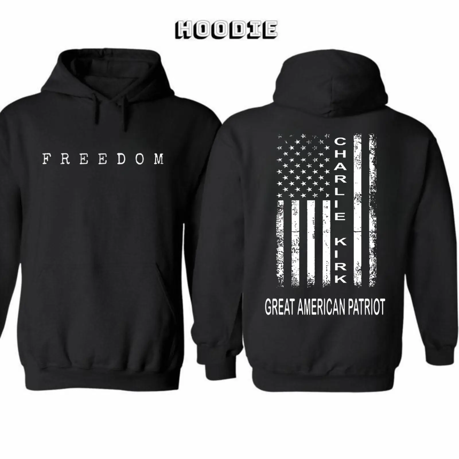 Charlie Kirk Great American Patriot Hoodie - TShirt - Sweatshirt, Memorial Tribute Tee with US Flag Graphic, Pray for Charlie Kirk Shirt, FREEDOM Shi