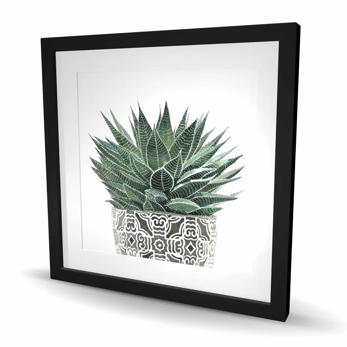 Begin Home Decor C1FM2424WNM2CU 24 x 24 in. Zebra Plant Succulent Print Wall Art - Bohemian Framed Home Decor