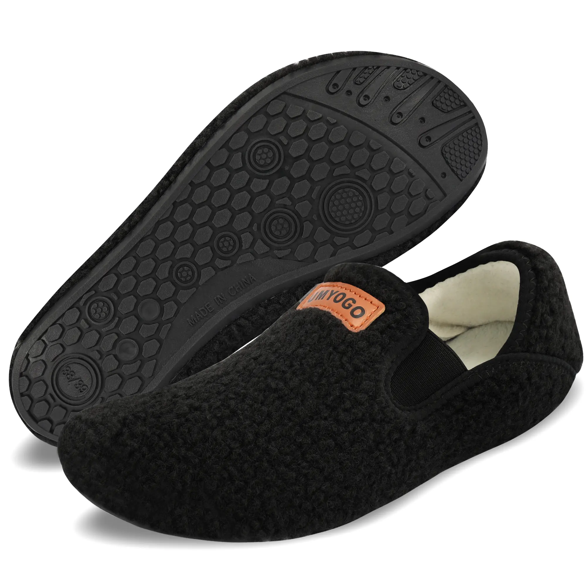 UMYOGO Warm Indoor Slippers, Soft Fuzzy Slip On House Shoes with Flexible Rubber Sole for Bedroom, Dorm and Daily Wear