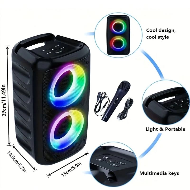 party disco light Portable Bluetooth Speaker 3317 with 1 Microphone for Karaoke Sound Amplification Bass Boost Subwoofer Type-C Charging Port TF Card FM USB Ideal for Family Gatherings Indoor Music & Dance Parties Holiday Gifts Audio Smartphone