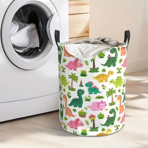 Large-capacity Green Small Dinosaur Printed Laundry Basket, Thick Oxford Cloth Storage Basket for Toy Dirty Clothes Storage Box, Foldable, Suitable for University Dormitories, Bedrooms, Bathrooms and Various Room Types, Laundry Basket, Laundry Basket