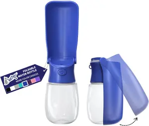 WePet Foldable Portable Dog Water Bottle 12 OZ Leak-Proof with Drinking Feeder for Small & Medium Dogs, BPA-Free ABS Material for Outdoor Hiking Travel