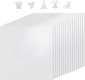 12x12inch Glitter Cardstock, White Glitter Paper for Crafts, Graduation Grad Cap Decoration, 250GSM Premium Sparkly Scrapbook Paper for Cricut, Card Making, DIY Art Projects(15 Sheets)